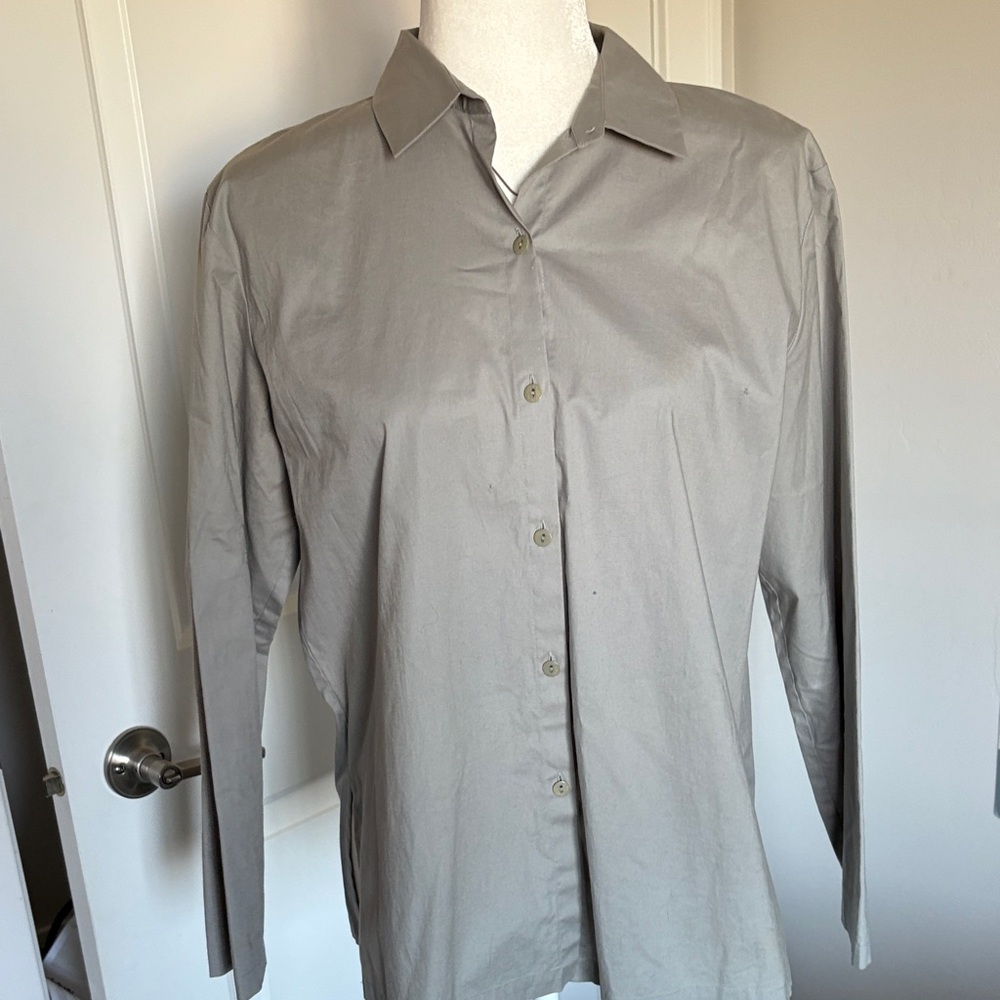 Eileen Fisher Green/Gray Button-Up shirt